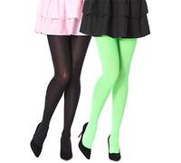 Bellivalini Medias de Microfibra Mujer 2 Pack 100 DEN BLVFI1003 (Negro/Lima Neon, M (Tamaño del fabricante: 3))