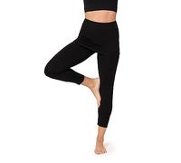 Bellivalini Pantalones 3/4 Pirata con Minifalda para Mujeres Flare Deporte Yoga Jogging Pilates para el Verano Leggins Capri Falda BLV50-276 (Negro, L)