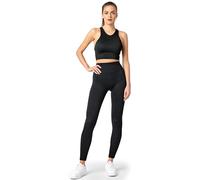 Bellivalini Workout Set Conjunto Deportivo Mujer 2 Piezas Leggins deportivos Mujer de cintura alta acanalados Crop Top para Gimnasio Fitness Yoga BLV-RIB-SET (Negro, L/XL)