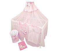 Bello24 - Juego Completo de 14 Piezas de Ropa de Cama para Bebé sin Cama Bordado con Oso de Peluche en la Luna Rosa (100x135 cm)