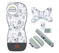 Bellochi Colchoneta Silla Paseo Verano - Colchoneta Carro Bebe Universal y Ventilado con Cojín Antichoque Tipo Mariposa - Algodón y Terciopelo - Animaland