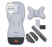 Bellochi Colchoneta Silla Paseo Verano - Colchoneta Carro Bebe Universal y Ventilado con Cojín Antichoque Tipo Mariposa - Algodón y Terciopelo - Rosette