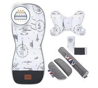Bellochi Colchoneta Silla Paseo Verano - Colchoneta Carro Bebe Universal y Ventilado con Cojín Antichoque Tipo Mariposa - Algodón y Terciopelo - Bambi Baby
