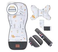 Bellochi Colchoneta Silla Paseo Verano - Colchoneta Carro Bebe Universal y Ventilado con Cojín Antichoque Tipo Mariposa - Algodón y Terciopelo (Apantaschi)