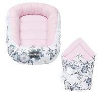 Bellochi Juego 2en1 Saco de Dormir para bebé y Nido Bebe Recien Nacido - Reductor de Cuna Nido para Bebe - 100% Algodón - Oeko-Tex Certificado - Pink Berry