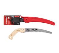 Bellota 450MR11 - Serrucho de poda León con hoja curva de 11", dentado japonés y mango de madera recto. Incluye funda