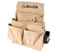 BELLOTA PC4BOL - Bolsa portaherramientas de piel con 4 bolsillos, Alojamiento para martillo y flexómetro