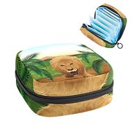 Bellow Lion at the Tropical Jungle, bolsa de época portátil, bolsa de almacenamiento de tampones, soporte para tampones para bolso, organizador de productos femeninos, Varios colores, 4.7x6.6x6.6 in/12x17x17 cm