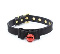 Bells Bowknot Golden Hole Cuero suave Hebilla Cuello Manga