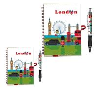 Bells Box 2 x A5 & A6 London Souvenir Notebook with Pen - England British Stationary Set - London Landmark Notepads Pens