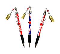 Bells Box Bolígrafo con dijes de lugares emblemáticos de Londres: bolígrafos Union Jack con dijes de autobús londinense, cabina telefónica y Big Ben (juego de 3) (3 x dijes Big Ben)