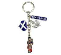 Bells Box Llavero de Escocia, bandera escocesa, llavero de Piper & Thistle - Regalo de viaje escocés, llavero de recuerdo de Escocia, multicolor, 10 x 6 cm