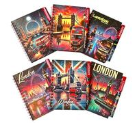 Bells Box London Notebook - Set of 6 London Souvenir A6 Notebooks with Matching Pens - Union Jack UK Memorabilia - British Landmarks Travel Gifts - Stationary Set for London Lovers