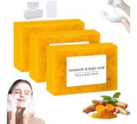 Bellusi Lemon Turmeric Soap, Bellusi Brightening Lemon Turmeric & Kojic Acid Soap, Lemon Turmeric Kojic Acid Soap, Lemon Turmeric Beauty Bar For Facial And Body (3pcs)