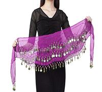 Belly Dance Cinturón de Cadena de Cintura, Pañuelo Profesional para Cadera, Cinturón de Danza del Vientre para Niñas, Actuación Escénica, Actuación de Cumpleaños, Actuación de Fiesta (Morado)