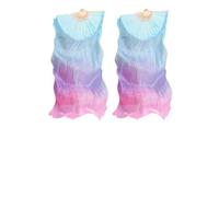 Belly Dance Fans | 2 Pieces Long Dancing Props | 1 Faux Silk Fan Veils | For Dancers Beginners Professionals Instructors Stage Performance Music Festival Cultural Events Theater Show Workshop