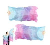 Belly Dance Fans - Long Flowing Fan Veils | Simulated Silk Performance Pair