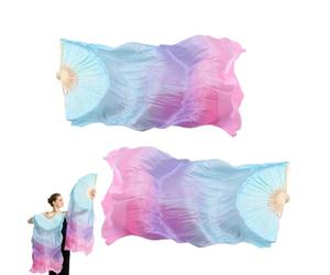 Belly Dance Fans - Long Flowing Fan Veils | Simulated Silk Performance Pair