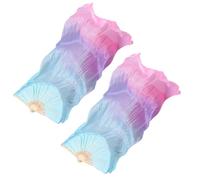 Belly Dance Fans - Portable 2 Pieces Long Dancing Props | Faux Silk Fan Veils for Dancers Beginners Professionals Instructors Stage Performance Music Festival Cultural Events Theater Show Workshop