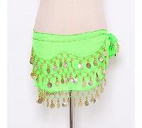 Belly Dance Hip Bufanda Belly Dance, Accesorios for bufandas de la cadera for danza del vientre for mujer, falda con cinturón de 3 filas con monedas doradas for danza del vientre, envoltura de cadena