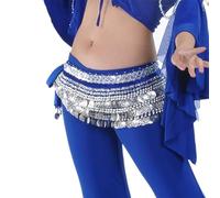 Belly Dance Hip Bufanda Belly Dance, Bufanda de cadera con forma de onda for danza del vientre for mujer, falda envolvente con monedas de plata, cadena de cintura for danza del vientre, disfraz for es
