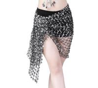 Belly Dance Hip Bufanda Belly Dance, Bufanda de cadera for danza del vientre, falda envolvente tejida con lentejuelas, cinturón de cadena, accesorio de disfraz de actuación de bailarina Rave, Carnaval