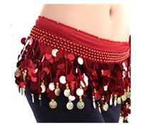 Belly Dance Hip Bufanda Belly Dance, Cadena de cintura con lentejuelas for danza del vientre, bufanda de cintura con moneda de cobre, accesorios de ropa de actuación de baile, bufanda de cadera(R)