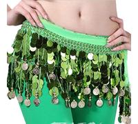 Belly Dance Hip Bufanda Belly Dance, Pañuelo de la cadera for danza del vientre con lentejuelas colgantes for bailarina del vientre, faldas con cadena, envoltura, 11 colores, Ropa de baile de escenari