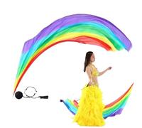 Belly Dance Poi Bufanda - velo de seda diputado, colorido streamer de Poi | Elegante accesorio de arte de flow, accesorio de ceremonia de adoración, pieza de formación de escenario elegante, práctica