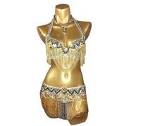 Belly Dancer Top Conjunto de Traje de Danza del Vientre Sexy con Sujetador y cinturón, 2 Piezas, for Mujer, Tallas 34D/DD, 36D/DD, 38/D/DDD, 40B/C/D, 42D/DD(Silver,Bra34D Belt85cm)
