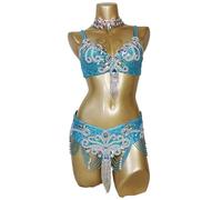 Belly Dancer Top Trajes de Danza del Vientre con Cuentas for Mujer, Conjuntos de 2 Piezas con Sujetador y cinturón, Disfraz for Mujer(Color 1,Bra36B Belt85cm)