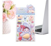 Belly Girl Decal - 3D Puffy Cartoon Sticker, Cute Character Laptop Ornament with Soft Touch Finish, Creative Artistic Personalization Detail, Ideal for Workplace Phone Case Styling