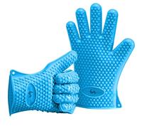 Belmalia 2X Guantes de Silicona para Cocina y Parrilla, Juego, par, agarradores de Cocina, Guantes de Horno Azul