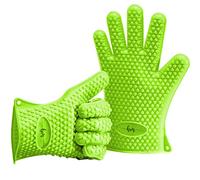 Belmalia 2X Guantes de Silicona para Cocina y Parrilla, Juego, par, agarradores de Cocina, Guantes de Horno Verdor