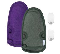 Belmalia 2x Manopla Exfoliante Fibra Vegetal Natural | Elimina Piel Muerta | Esponja de Baño Hamam | Guante Exfoliante Corporal Masaje con 2 Ganchos Metálicos | Piel Suave Revitalizada | Lila + Verde