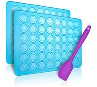Belmalia 2x Molde Macarons de Silicona para Macarons Perfectos | Capa Antiadherente + Espátula | Azúl