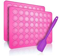 Belmalia 2x Molde Macarons de Silicona para Macarons Perfectos | Capa Antiadherente + Espátula | Fucsia