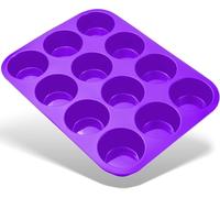 Belmalia Grande Molde para 12 Magdalenas, Silicona, Bandejas para Hornear Muffin con Recubrimiento Antiadherente para Muffins, Magdalenas, Cupcakes, Pasteles, Brownies, Pudín, Violeta