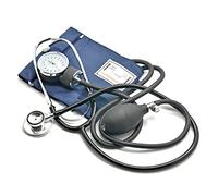 Belmalia Tensiómetro de Brazo Manuales con Estetoscopio Doble Campana, Esfigmomanómetro Aneroide, Bolsa para Servicios de Socorro, Médico, Consultorio, Azul Negro