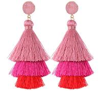 Belmarti Colorido Capa Borla Dangle Drop Druzy Stud Bohemia Hilo Pendientes Flinge Multicolor Moda Joyería para Mujer