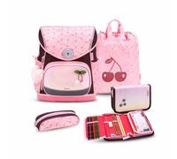 Belmil Premium Compact Plus 405-41/P/S - Juego de 5 mochilas escolares ergonómicas, correa para el pecho, cinturón de cadera, cierre magnético, Cherry Blossom 2, 37 x 30.5 x 19 cm