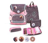 Belmil Premium Compact Plus 405-41/P/S - Juego de 5 mochilas escolares ergonómicas, correa para el pecho, cinturón de cadera, cierre magnético, Menta 2, 37 x 30.5 x 19 cm