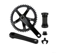 Belnotelt Bielas de bicicleta de engranaje fijo de 165 mm 144BCD con plato ancho estrecho 48T 49T y pedalier BB68/73, brazos de manivela de una sola velocidad de aleación de aluminio, para pedales de