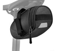 Belnotelt Bolsa resistente debajo del asiento para bicicletas con panel trasero reflectante y colgador de luz trasera para mejorar la visibilidad (negro)