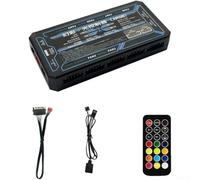 Belnotelt Hub de control de ventilador ARGB de 6 pines compatible con carcasas de PC con control remoto inalámbrico y efectos visuales de ritmo de música (no emite luz)