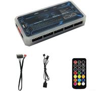 Belnotelt Hub de control de ventilador ARGB de 6 pines compatible con carcasas de PC con control remoto inalámbrico y efectos visuales de ritmo de música (emite luz)