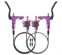 Belnotelt Juego de frenos de disco hidráulico, diseño de pistón dual bidireccional, construcción de aluminio para discos de 160 mm con adaptador para 180 mm o 203 mm, para MTB cuesta abajo (púrpura)