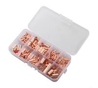 Belnotelt Kit de virolas de alambre de cobre rojo, 250 unidades, 7 tamaños, conectores de crimpado no aislados, terminales eléctricos con tubo termorretráctil para cableado AWG6 a AWG18