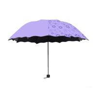 Belnotelt Paraguas floral que cambia de color, diseño compacto de 3 pliegues con revestimiento opaco UPF50+, protección solar y lluvia para acampar al aire libre, senderismo, viajes (azul)