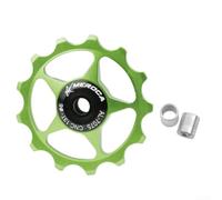 Belnotelt Polea de rueda de desviador trasero de bicicleta 11T 13T Rodillo guía de rodamiento de acero sellado para piezas de componentes de ciclismo de carretera (13T verde)